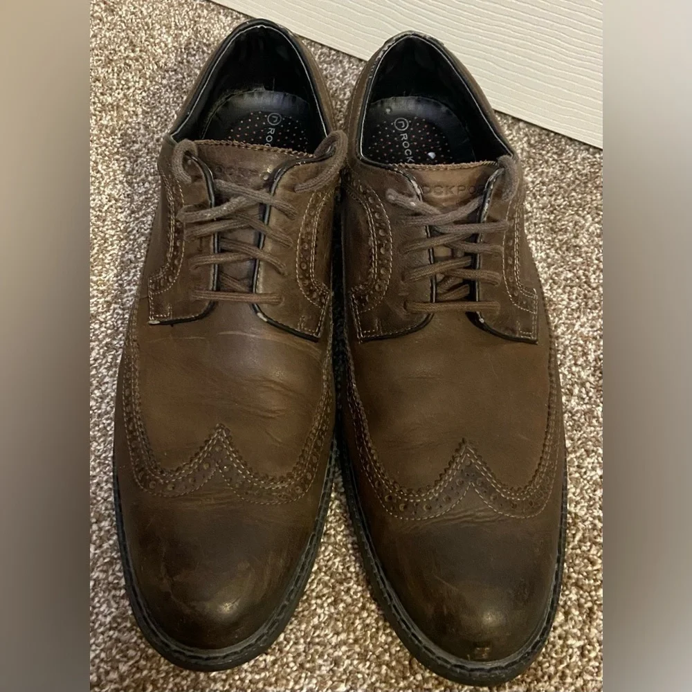 ROCKPORT SP WING TIP MEN'S LACE UP SHOES, SIZE 10 BROWN, K58463 GREAT CONDITION
